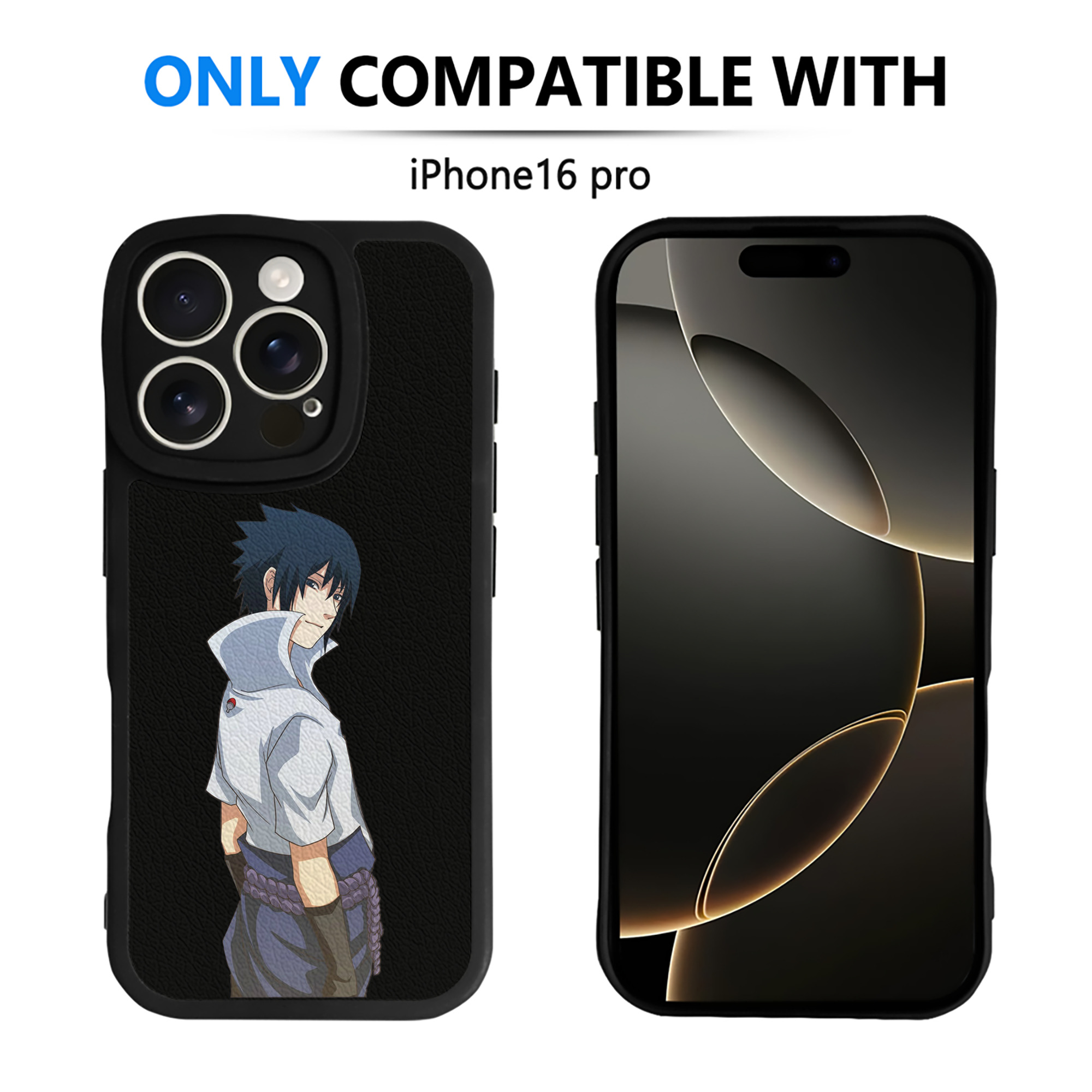（画像用） NARUTO -ナルト- うちは サスケ Uchiha Sasuke 【iPhone 16シリーズ対応】シリコンスマホケース（レザー調） 材質：シリコン